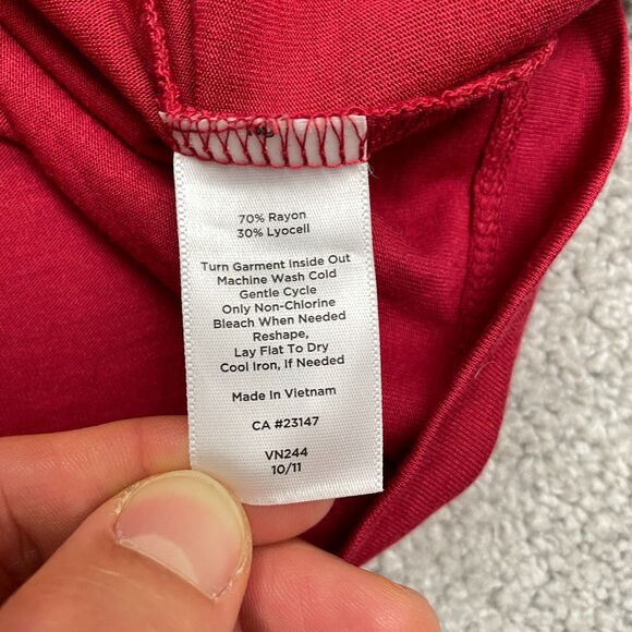 Talbots Wrap Tunic Blouse Womens XL Red Long Sleeve Rayon Blend Stretch Casual - Picture 4 of 10